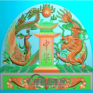 mbbt-0468-龙凤墓碑碑头帽头碑帽精雕图石雕浮雕图jdp/bmp灰度图