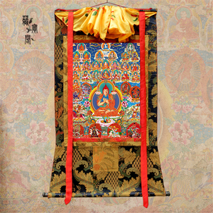 法王如意宝皈依境唐卡矿物颜料微喷客厅装饰画挂画纯手工藏式装裱