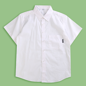 儿童衬衫夏装短袖男童中小学生校服纯棉纯白色上衣小孩演出服衬衣