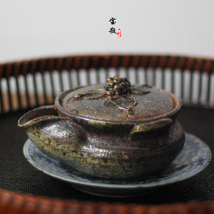备前烧 纯手工扭转柴烧 窑变 葡萄宝瓶 茶壶 盖碗