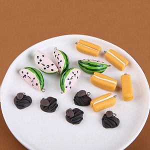 生活趣味笑脸西瓜软陶热狗巧克力蛋糕挂件diy手作耳饰包包材料