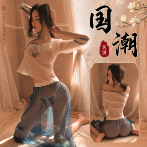 国潮风旗袍透视情趣内衣女性感制服诱惑床上激情套装魅力火辣睡衣