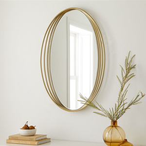 简约椭圆形化妆镜创意几何造型卫生间镜子挂墙浴室镜洗漱台梳妆镜