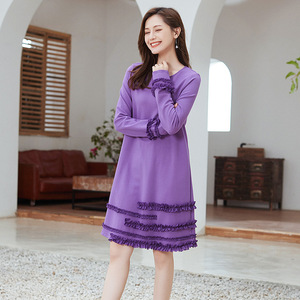 紫色连衣裙女秋冬