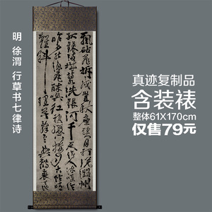 古代书法名家作品真迹高清复制品明徐渭行草书七律诗挂轴61170cm