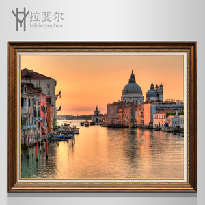 手绘款油画客厅玄关世界名画欧式油画挂画威尼斯水城风景装饰画