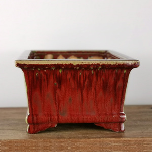 一风堂上釉窑变盆四方绿釉海棠斗盆庭院陶盆岭南盆景中式石湾花盆