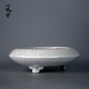 一风堂石湾传统全手工拉胚上釉精陶中式盆飞碟文人圆形盆栽包邮