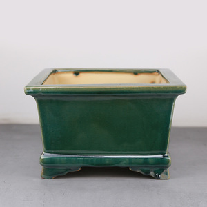 一风堂上釉窑变盆四方绿釉海棠斗盆庭院陶盆岭南盆景中式石湾花盆