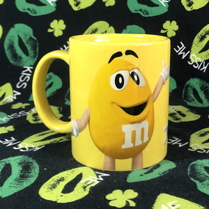 正品mm豆黄色花生巧克力豆潮牌实用陶瓷水杯马克杯咖啡杯办公杯