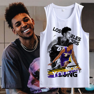 夏季湖人0号尼克杨尼克扬背心篮球服男球衣无袖健身坎肩运动上衣2