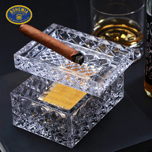 bohemia捷克进口水晶玻璃烟缸带盖烟盒双用烟灰缸会议桌面烟灰盅