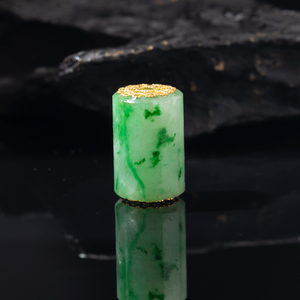 翡翠珠子吊坠18k金镶嵌吊坠桶珠转运珠糯种天然缅甸玉简约百搭女