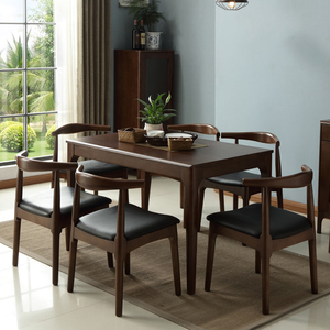 全实木北欧西餐桌一桌六椅四椅餐桌椅组合吃饭桌茶桌长方形小户型