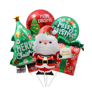 商铺橱窗装饰道具玩具汽球圣诞节糖果拐杖老人雪人圣诞树气球拍照