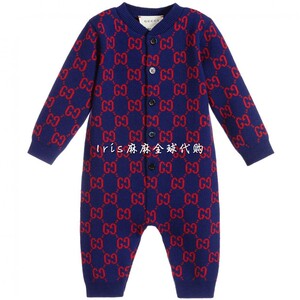 欧洲代购 gucci童装 20秋冬新款女小童婴儿gg logo羊毛连体衣