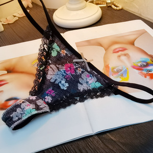 柔滑冰丝牛奶丝t字裤淑女碎花女士丁字内裤性感诱惑女细带腰围t裤