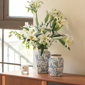 米子家居中国风古典中式美式复古青花瓷陶瓷花瓶仿古摆件客厅插花