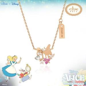 正品联名Alice爱丽丝公主韩国CLUE合作款纯银镶嵌项链耳钉饰品女