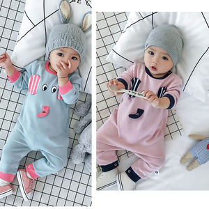 婴儿秋装套装男0一1岁衣服可爱超萌宝宝六个月女小孩连体衣棉爬服