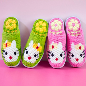 雅馨绣坊diy毛线钩织手工编织鞋kt猫拖鞋可爱亲子软底防滑材料包