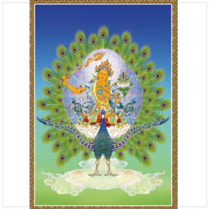 添福慧据文殊师利法宝藏陀罗尼经骑金色孔雀文殊菩萨像相纸8790