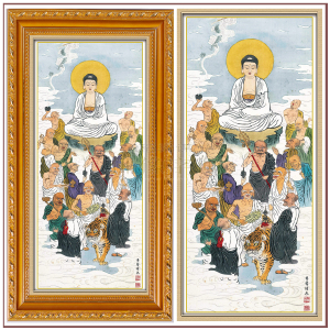 释迦牟尼佛十六罗汉结缘藏传佛教密宗坛城咒轮佛像挂画相565356