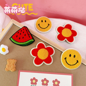 ins风秋冬款bb夹毛线刘海夹发卡手工编织西瓜笑脸发夹女学生头饰