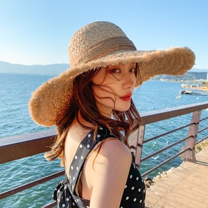 日本代购gp名媛大沿拉菲草帽时尚气质大檐海边度假沙滩遮阳防晒帽