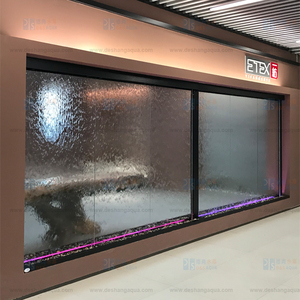 公司流水墙水幕屏风玻璃隔断室内喷泉水景装饰瀑布形象墙酒店背景