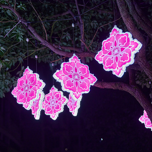 元旦节日led牡丹花灯装饰灯户外防水造型灯新年春节亮化挂树彩灯
