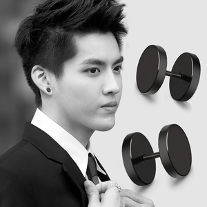 吴亦凡同款嘻哈韩版个性耳钉情侣网红气质哑铃耳环男潮流时尚新款