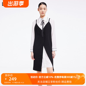 专柜正品LILY丽丽2022年春季女装两件式刺绣尖领衬衫吊带连衣裙