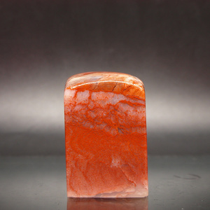 天然印石章料产地巴林石红花冻石印章篆刻石料25*25*41mm