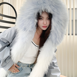 澳洲ozlana派克服女冬季皮草2022新款兔毛内胆可拆卸狐狸毛领短款