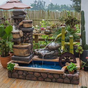 中式流水生财摆件养鱼池装饰景观阳台户外花园庭院水车风水轮招财