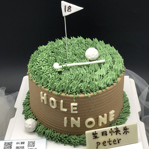 网红半翻糖高尔夫球场创意定制生日蛋糕上海杭州苏州北京同城配送