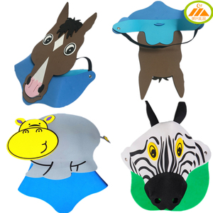 小马头饰老马头套斑马河马动物面具幼儿园儿童运动会表演道具帽子