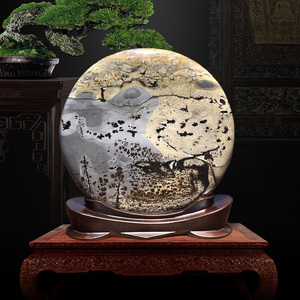 开业礼品石头摆件广西国画石桌面原石靠山石办公室客厅玄关装饰品