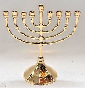 代购真实寺庙烛台光明节镀金烛台以色列犹太教灯台摆件客厅复古