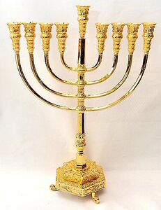 代购大高质量烛台光明节耶路撒冷镀金犹太教灯台摆件客厅复古餐桌