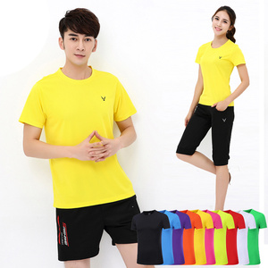 新款乒乓球羽毛球服上衣休闲运动短袖T恤圆领广告文化衫印字定制
