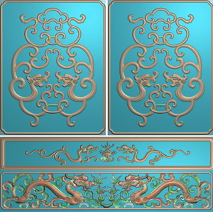 精雕图 浮雕图 0203多宝格草龙展示柜 门板 档板 侧板香草龙