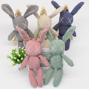 可爱新款条绒兔子毛绒玩具钥匙扣挂件长耳兔公仔XX眼兔兔玩偶挂饰