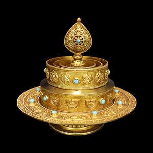 藏密坊 慧宝37供修法曼扎盘b款佛堂桌面摆件黄铜曼茶盘曼扎供