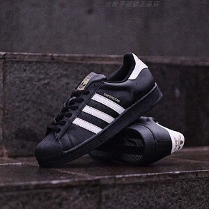 正品adidas阿迪达斯superstar男女金标贝壳头黑武士板鞋b27140