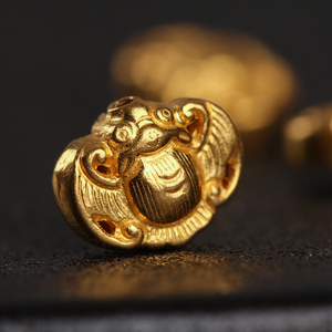 御螺珊24k古法手工錾刻黄金diy配饰蝙蝠通孔足金挂件手工