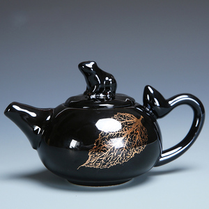 黑釉茶壶西施壶日式泡茶器 粗陶泡茶单壶 陶瓷盖碗茶壶茶具