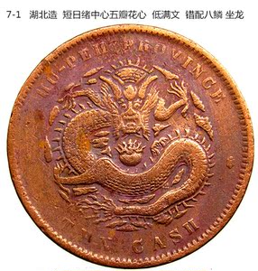 古钱币收藏铜元铜板龙币 清朝 湖北省短日绪坐龙 包老包真
