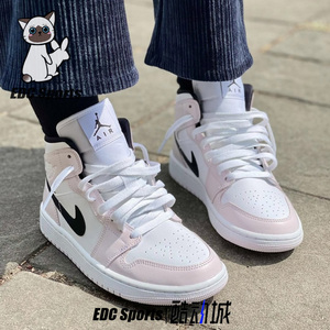 air jordan 1 aj1玫瑰粉 白粉 紫罗兰女子中帮篮球鞋bq6472-500